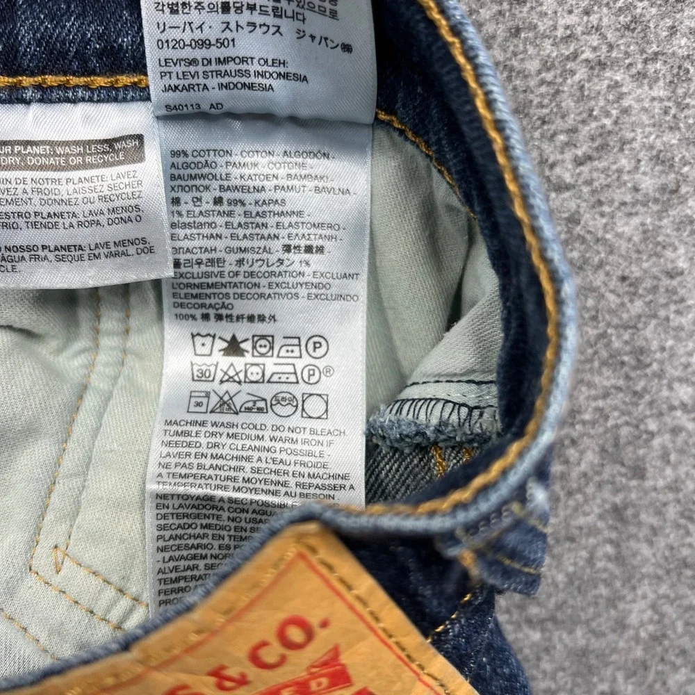 Levi's 505 Jeans Men 38x29 Blue Fits 38x28 Regular Straight Leg Dark Wash Denim